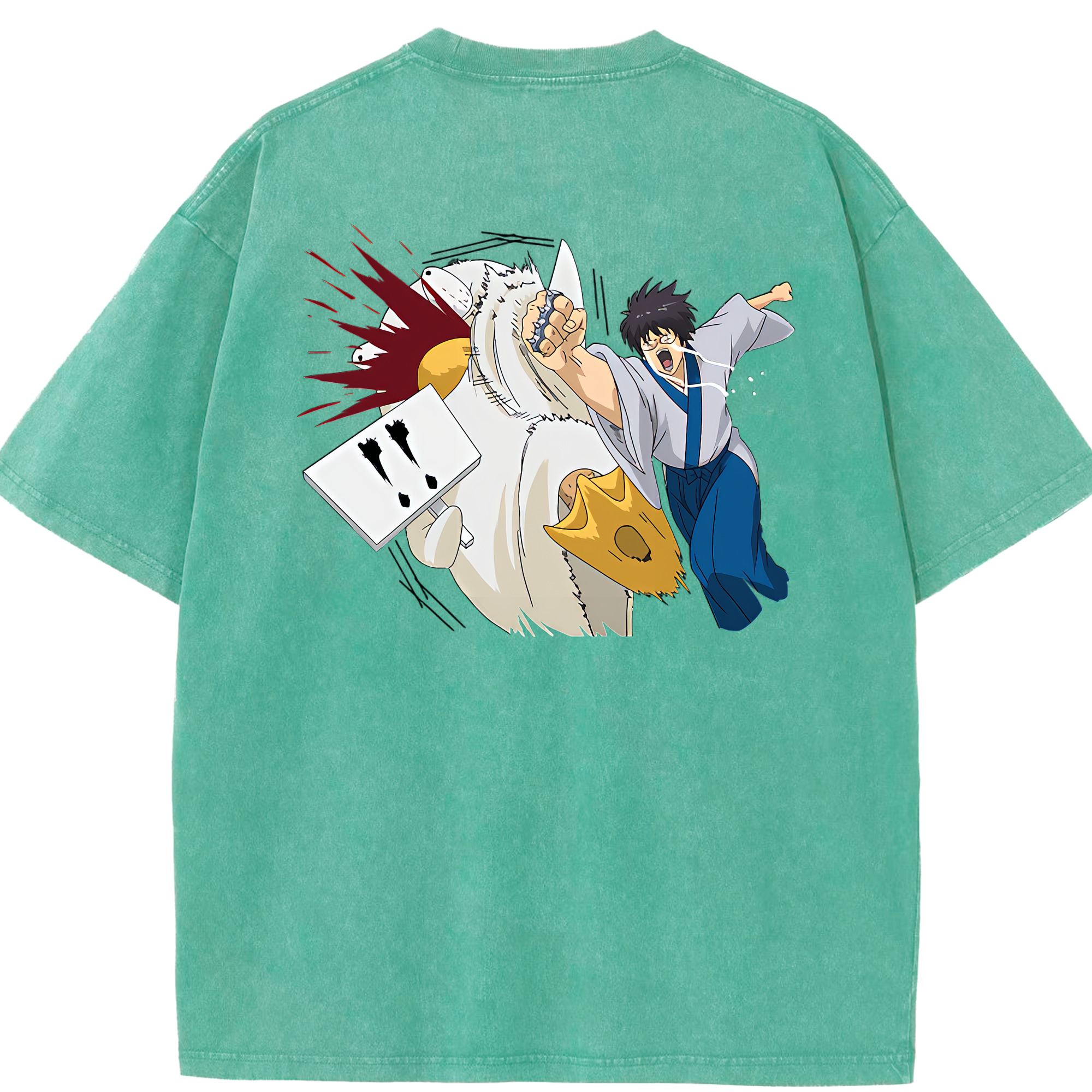 （画像用） ぎんたま 坂田銀時（さかたぎんとき） 神楽 志村新八（しむら しんぱち） GINTAMA Sakata Gintoki Kagura Shimura Shinpachi 綿100% ヴィンテージ風 半袖Tシャツ（背面プリント）